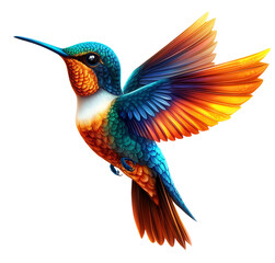 Obraz premium hummingbird in flight, illustration on transparent background