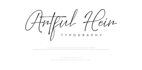 Artful Hein, Signature Modern Branding Font. Elegant Script Signature Font for Wedding Invitations, Business Branding, and Fashion Projects . vector illustration 
