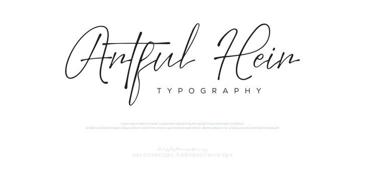 Artful Hein, Signature Modern Branding Font. Elegant Script Signature Font for Wedding Invitations, Business Branding, and Fashion Projects . vector illustration 
