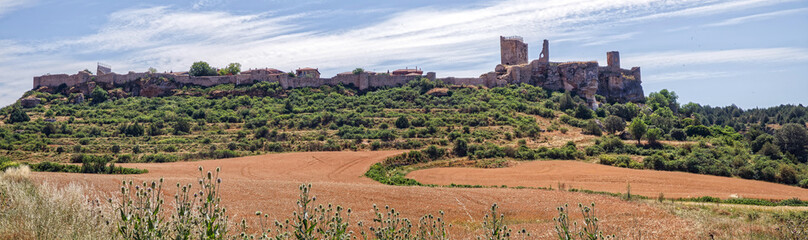 Walled medieval village of Calatañazor overlooks cultivated fields