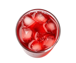 Refreshing cold red drink in a glass with ice cubes perfect for summer hydration relaxation mood