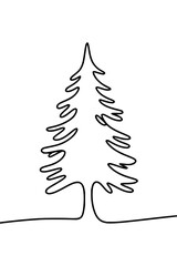 Minimalist christmas tree line art vector design christmas tree drawing single line christmas tree design vector