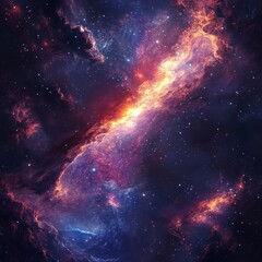 Fototapeta premium A galaxy with a bright orange star in the middle