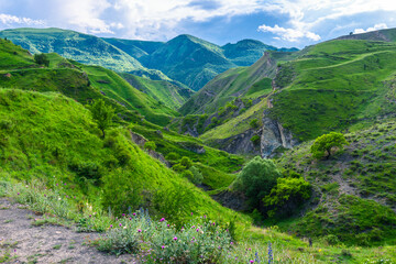 Beautiful mountain landscape with incredibly complex geology. North Caucasus