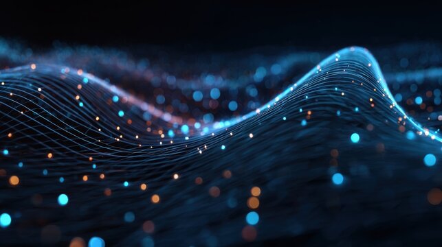 glowing blue digital wave lines