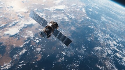 satellite orbiting earth cloudscape view