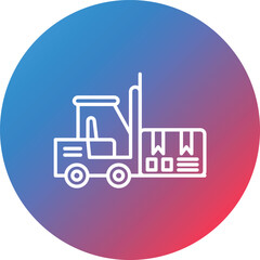 Forklift Line Gradient Circle Background Icon