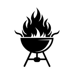 Barbecue grill with intense flames for cooking delicious food outdoors