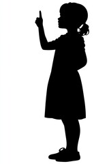 Girl pointing finger up silhouette illustration child.