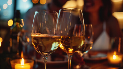 Romantic wine glasses set the mood for a cozy and intimate dinner, celebrating connection and shared moments.