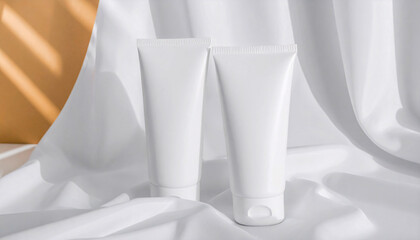 Pair of White Skincare Product Tubes