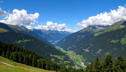 Fototapeta premium Alpine valley panorama