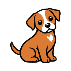 Cute Cartoon Labrador Puppy Sitting
