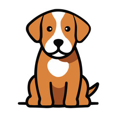 Cute Cartoon Labrador Puppy Sitting