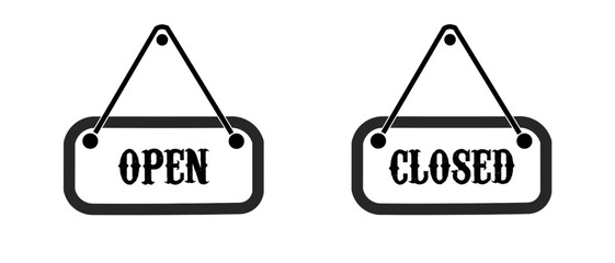 open and close signs. open and close icons. open and close line vectors in flat style