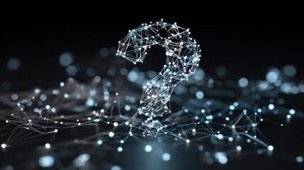 glowing question mark network nodes