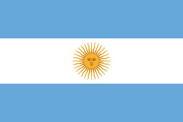 The national flag of argentina displayed with a sun emblem