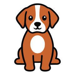 Cute Cartoon Labrador Puppy Sitting