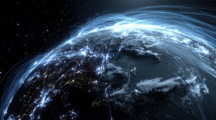 global network connections earth night