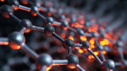 glowing metallic molecular structure