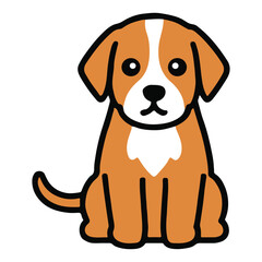 Cute Cartoon Labrador Puppy Sitting