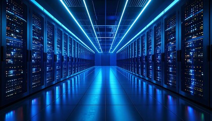 Fototapeta premium Futuristic server room interior