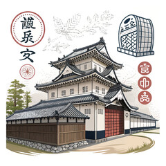 美しい和風柄　波柄　イラスト背景