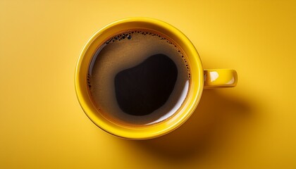 yellow mug filled with coffee isolated on transparent background a vibrant yellow ceramic mug holds dark coffee offering a refreshing beverage