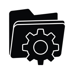 Obraz premium Folder document settings configuration management gear process silhouette vector illustration