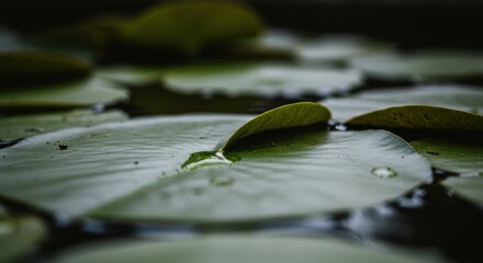 Close-up water lily pads