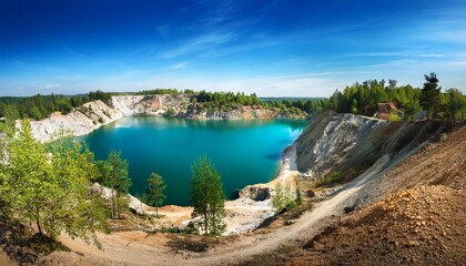 korostyshiv quarry lake landscape