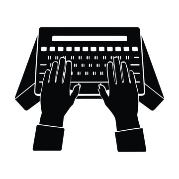 Hands typing keyboard computer device user interface silhouette vector illustration