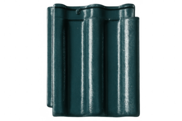 Single green roof tile isolated on transparent background, offering durability and weather resistance for building construction