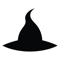 Fototapeta premium Vector art of black witch hat silhouette isolated on white background