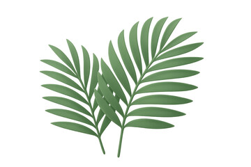 Fototapeta premium Tropical palm fronds showcasing vivid green color, ideal for summer-themed graphics with clean transparent background