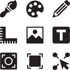 Collection of graphic design and art creation icons