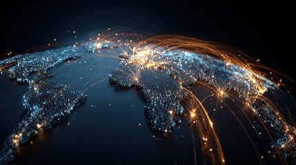 global network connections glowing earth