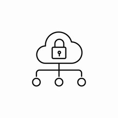 cloud lock security icon sign vector