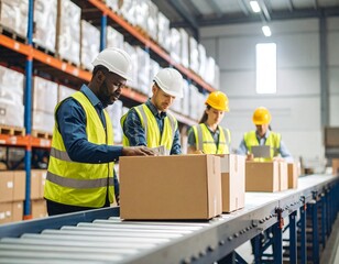 Logistics Team Working at Modern Warehouse Facility
