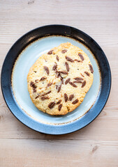 Home made chocolate cookie on a plate in Tournai, Hainaut, Belgium