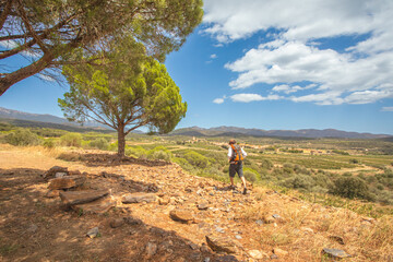 hiker in Alt Empord&aacute;, Espolla, Catalonia,Spain