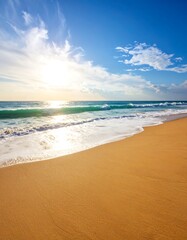 Golden beach at sunset