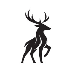 Stylized Deer Logo Vector – Tribal Standing Stag Silhouette with Antlers for Branding and Design