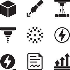 Obraz premium set of black and white icons Collection of modern technology and business icons