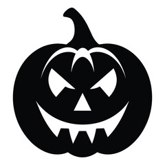 Vector art of scary jackolantern pumpkin face silhouette isolated on white background