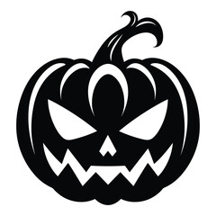Vector art of a black silhouette of a carved pumpkin for halloween