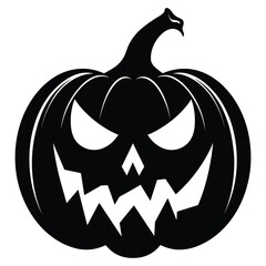Vector art of a scary black jack o lantern isolated on white background