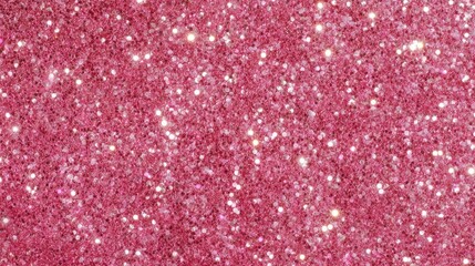 Close-up of densely packed, light-reflecting, sparkling rose-pink glitter texture