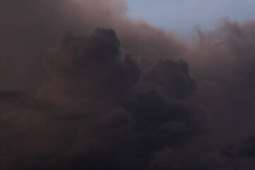 Dramatic dark storm clouds before thunder storm, Thailand.