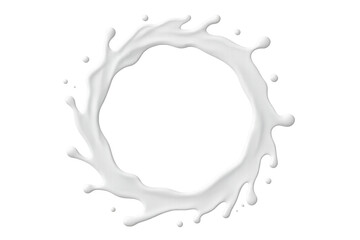 Milk or white liquid splashing and forming a perfect circle on transparent background, ideal for food and beverage advertising